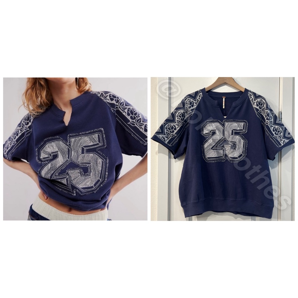 Free People Rose Embroidered Sweatshirt 25 - Picture 3 of 10